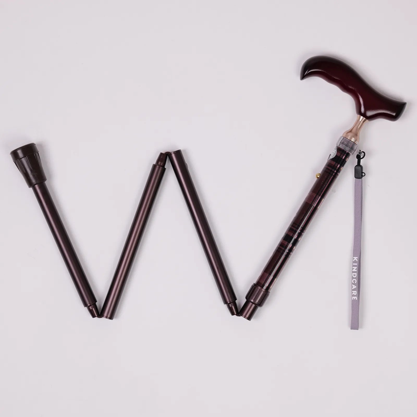 【伸縮&折りたたみ・上柄】ゴム式折りたたみステッキ チェック