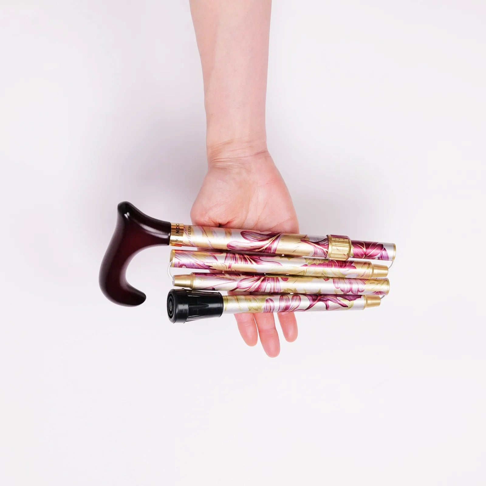 【伸縮&折りたたみ・総柄】SLTステッキ アルミ リーフ柄