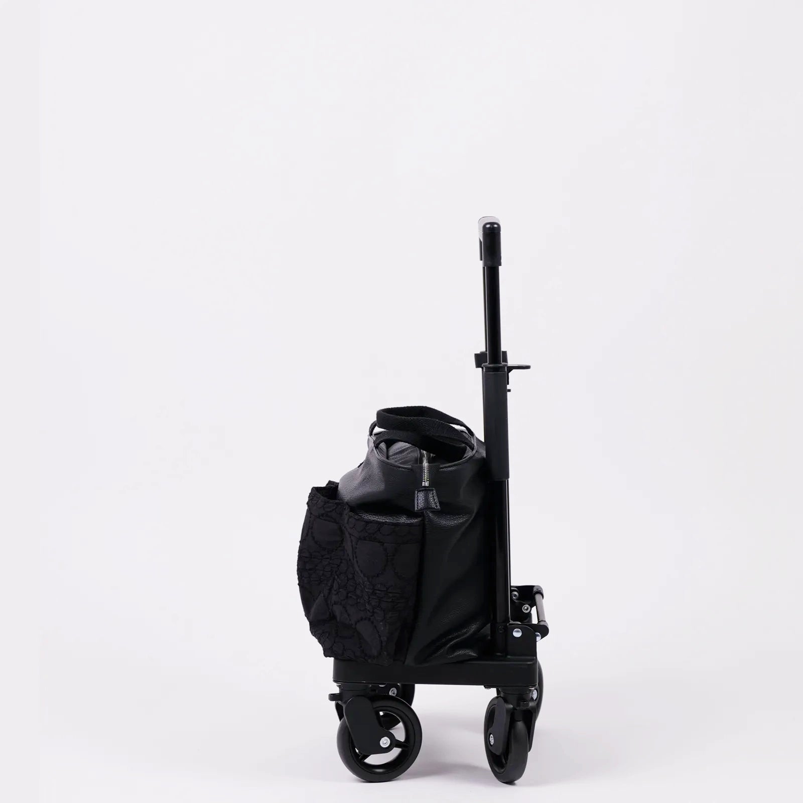 Dot Embroidery Tote with Side Push Cart