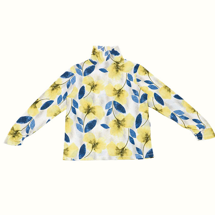 水彩花柄プリント Tシャツ