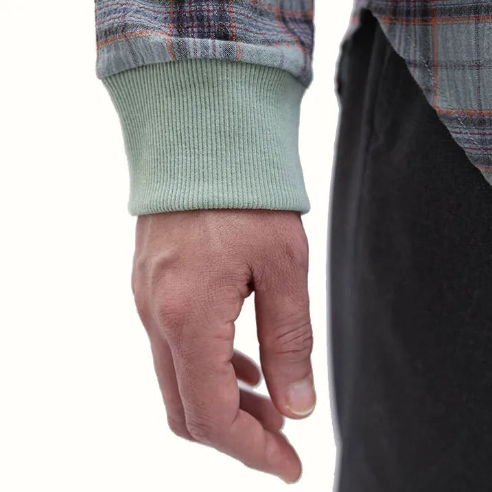 【通気性に優れて軽量・リブ袖なので袖のお直し要らず】サッカーチェックシャツ