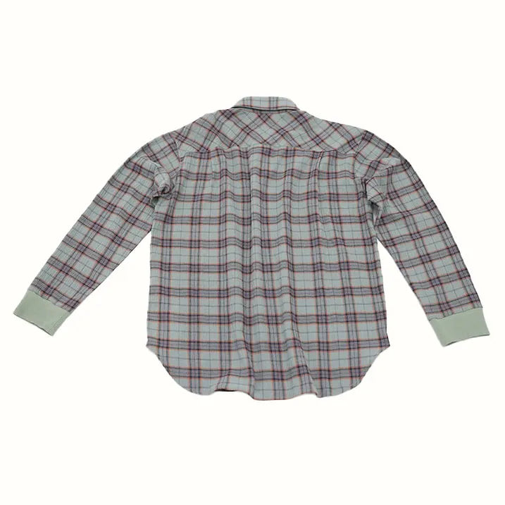 【通気性に優れて軽量・リブ袖なので袖のお直し要らず】サッカーチェックシャツ