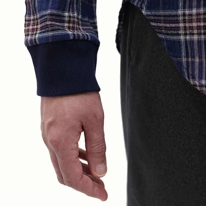 【通気性に優れて軽量・リブ袖なので袖のお直し要らず】サッカーチェックシャツ