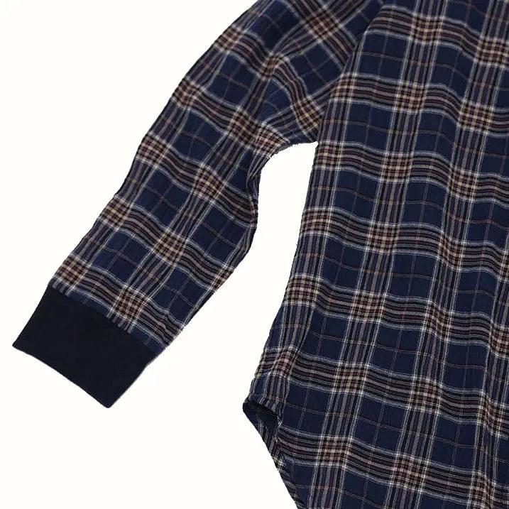 【通気性に優れて軽量・リブ袖なので袖のお直し要らず】サッカーチェックシャツ