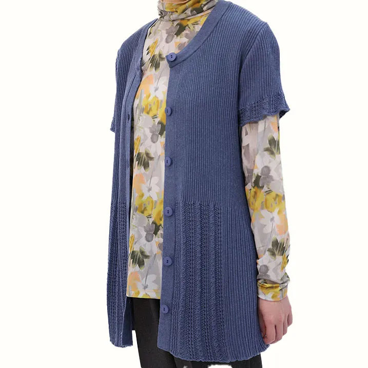 Openwork knit vest