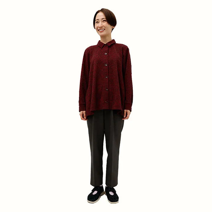 【洗える】シャツカラーブラウス