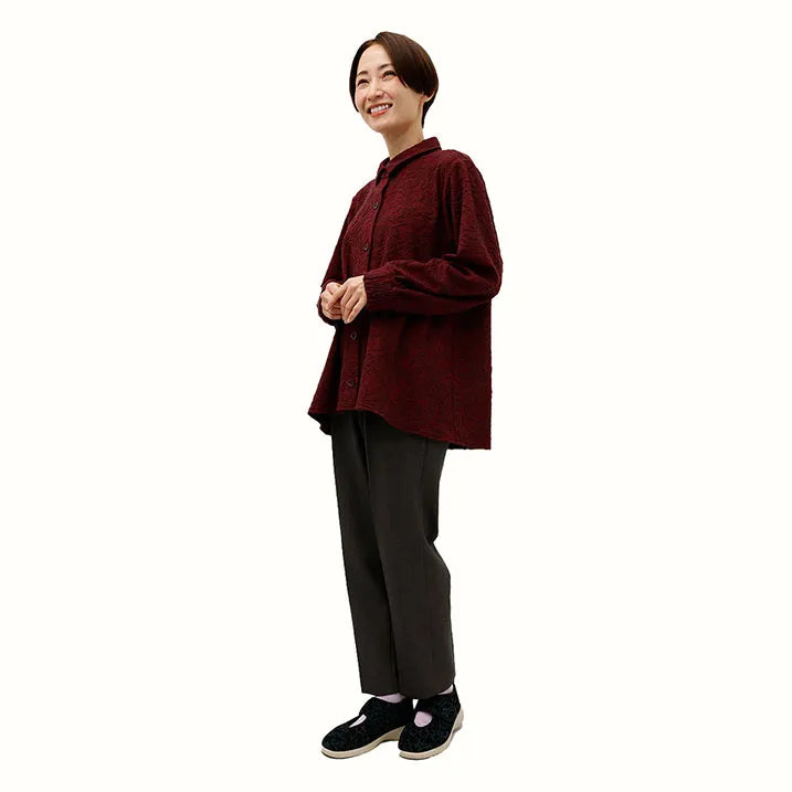 【洗える】シャツカラーブラウス