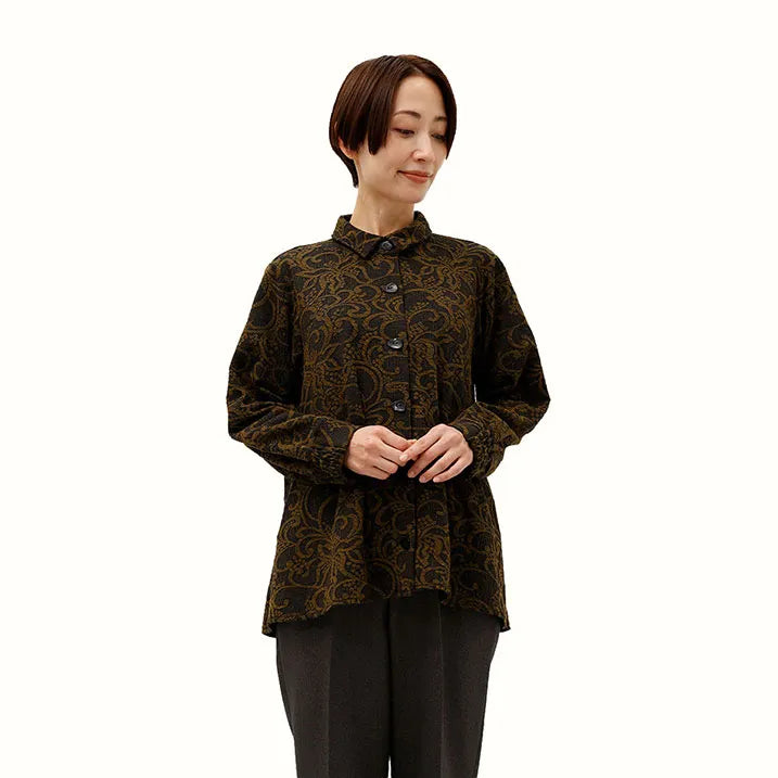 【洗える】シャツカラーブラウス