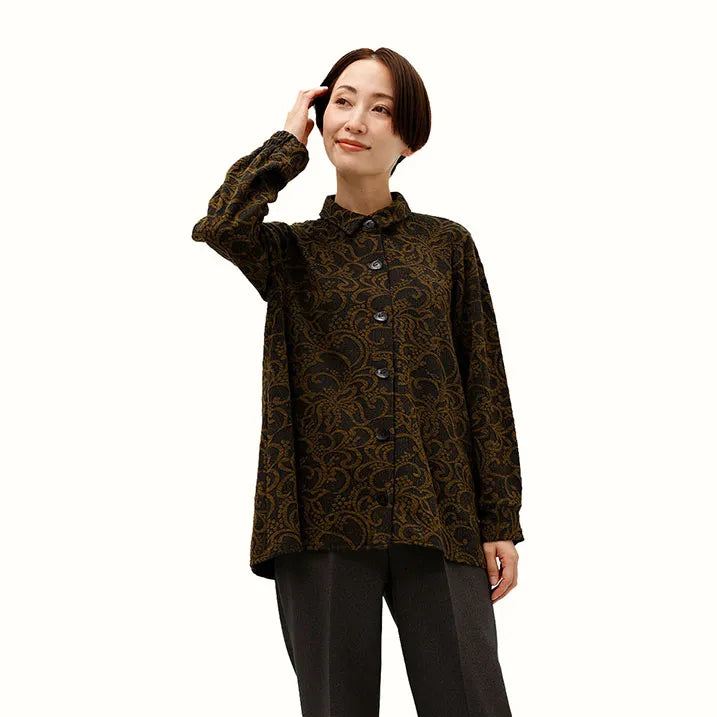 【洗える】シャツカラーブラウス