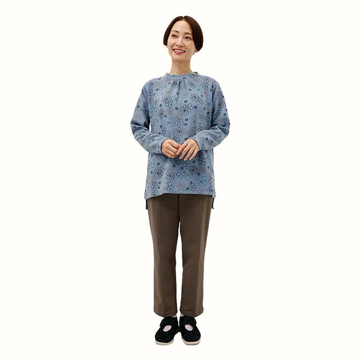 【洗える・フロントのタックがふんわり感を演出】花柄刺繡風PO