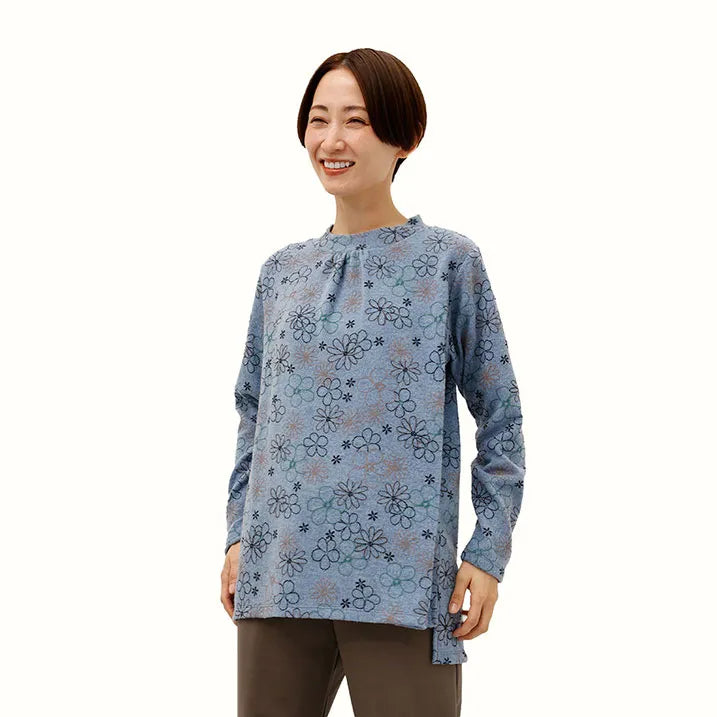 【洗える・フロントのタックがふんわり感を演出】花柄刺繡風PO