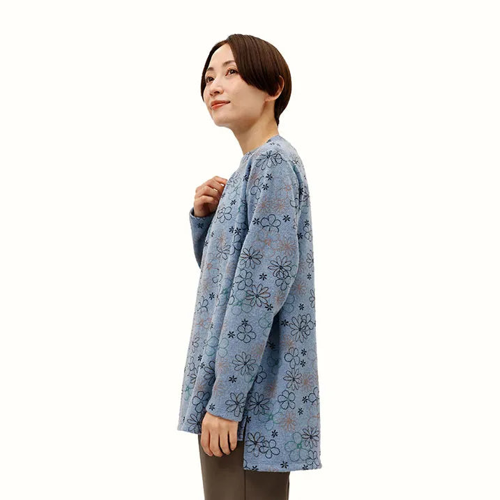 【洗える・フロントのタックがふんわり感を演出】花柄刺繡風PO