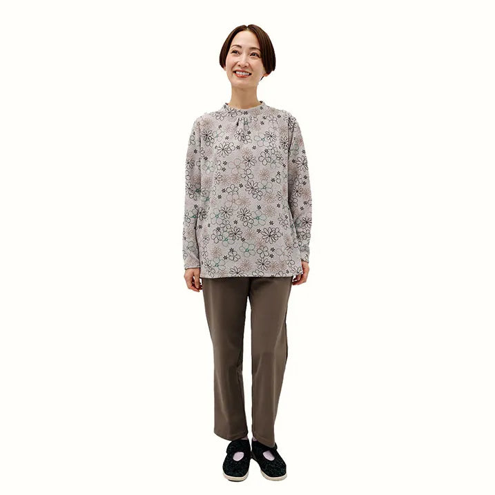 【洗える・フロントのタックがふんわり感を演出】花柄刺繡風PO