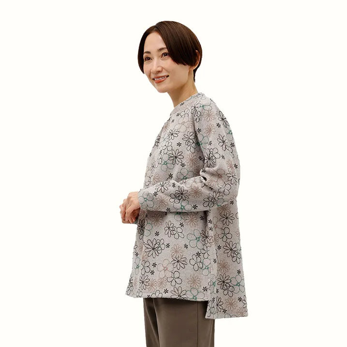 【洗える・フロントのタックがふんわり感を演出】花柄刺繡風PO