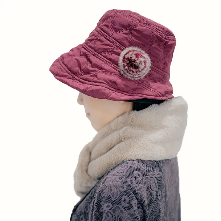 【深めのサイズ感で防寒対策】キルティングハット