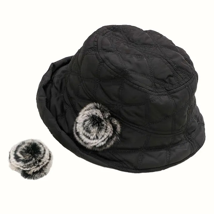 【深めのサイズ感で防寒対策】キルティングハット