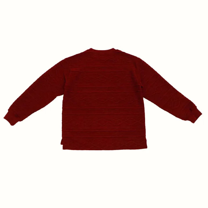 【裾のスリットがポイント】ケーブル柄 ジャカード Tシャツ
