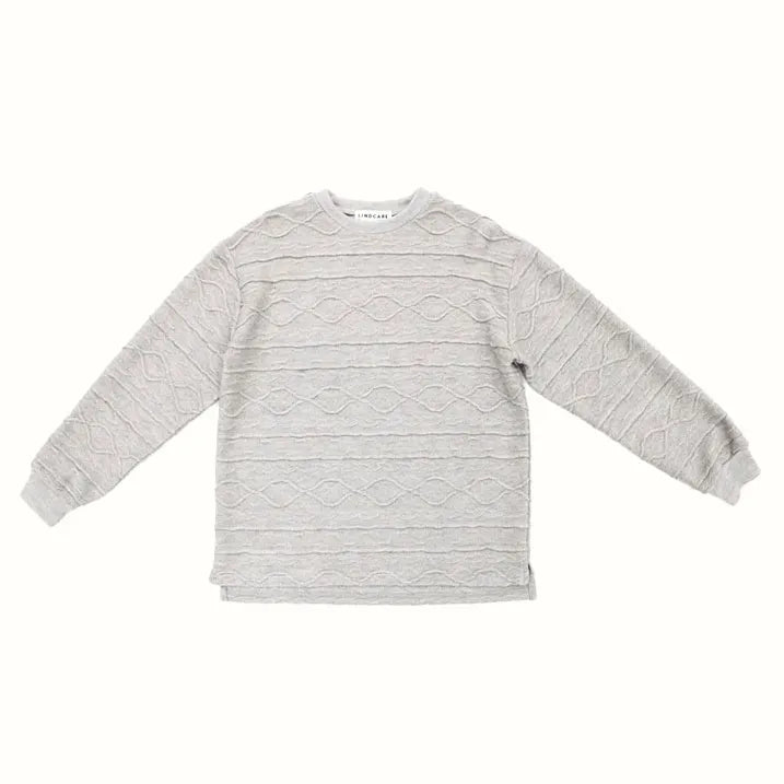 【裾のスリットがポイント】ケーブル柄 ジャカード Tシャツ