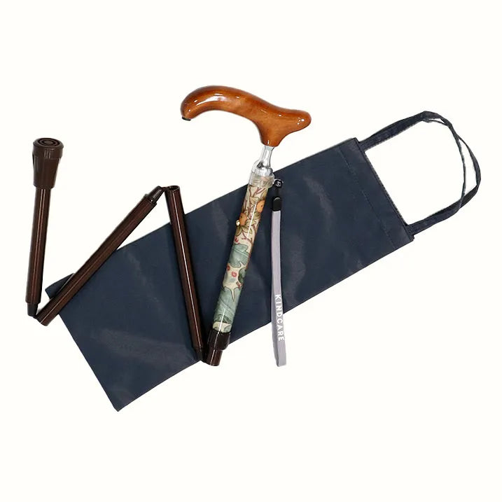 【伸縮&折りたたみ・上柄】折畳みステッキ Fabric Designed By W.Morris ORCHID