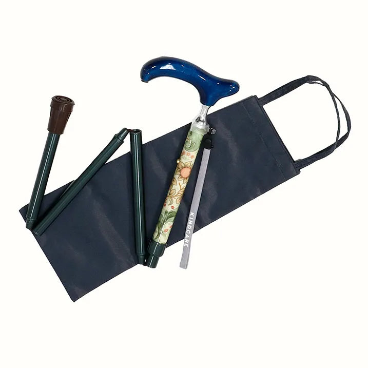 【伸縮&折りたたみ・上柄】折畳みステッキ Fabric Designed By W.Morris ORCHID