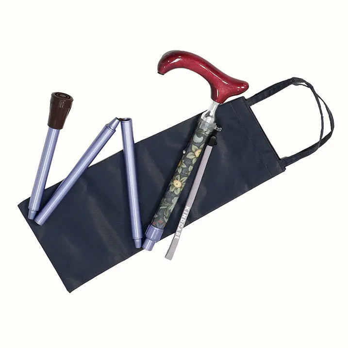 【伸縮&折りたたみ・上柄】折畳みステッキ Fabric Designed By W.Morris ORCHID