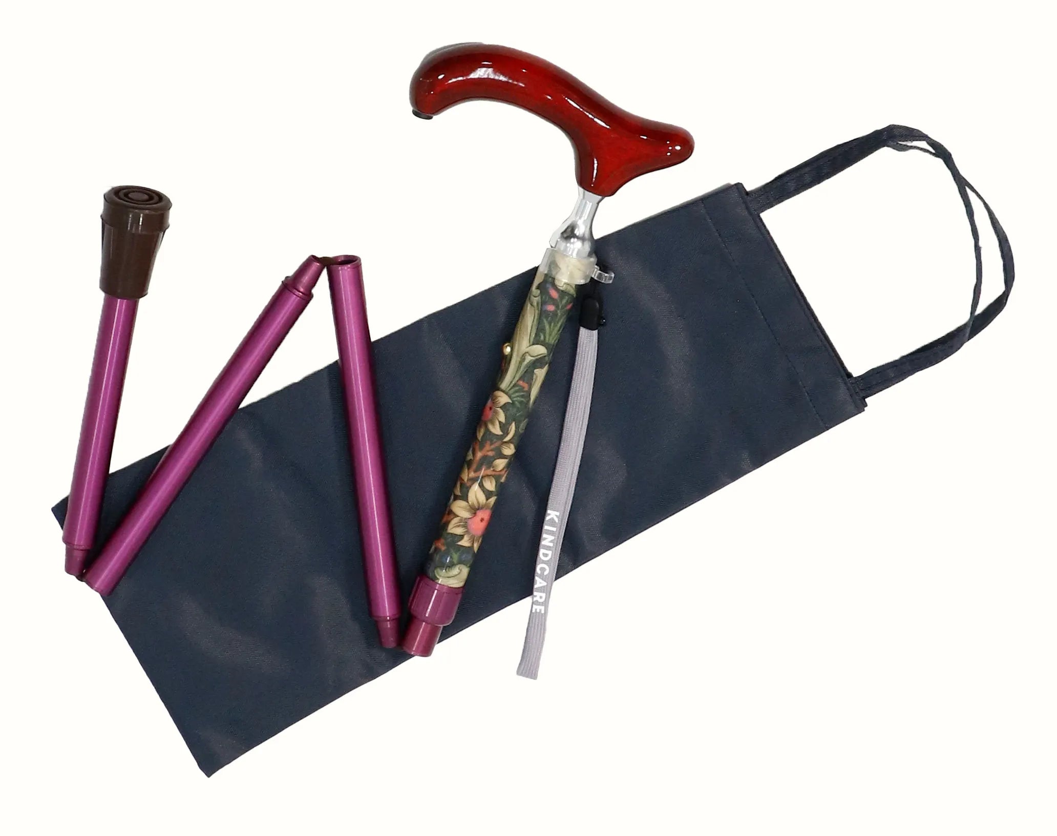 【伸縮&折りたたみ・上柄】折畳みステッキ Fabric Designed By W.Morris ORCHID