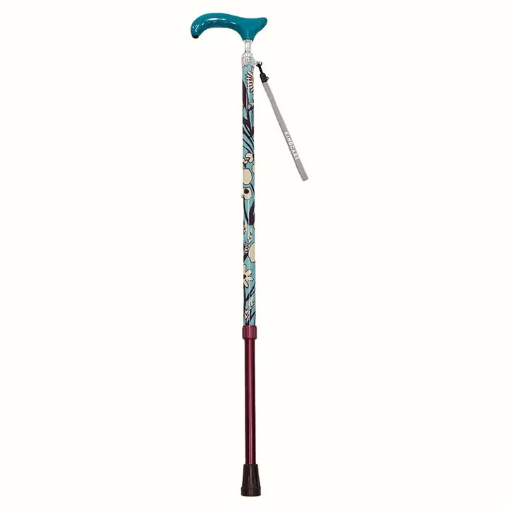 Scandinavian style floral print telescopic walking stick