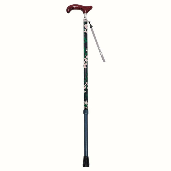 Scandinavian style floral print telescopic walking stick