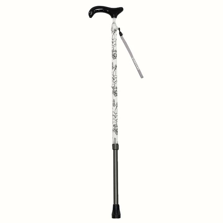 Scandinavian style floral print telescopic walking stick