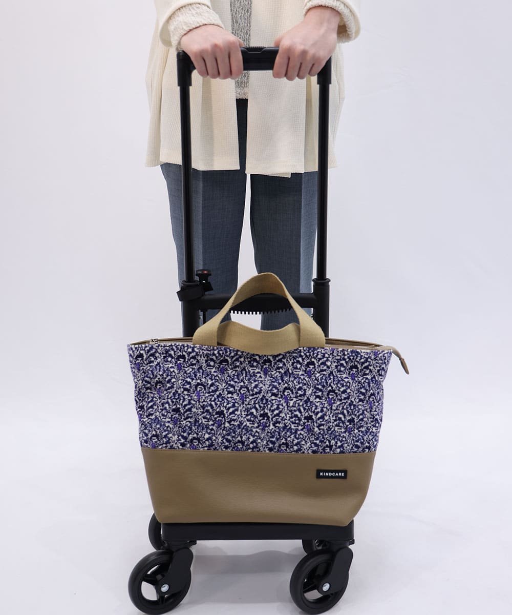 Chenille Tote Side Push Cart BEIGE