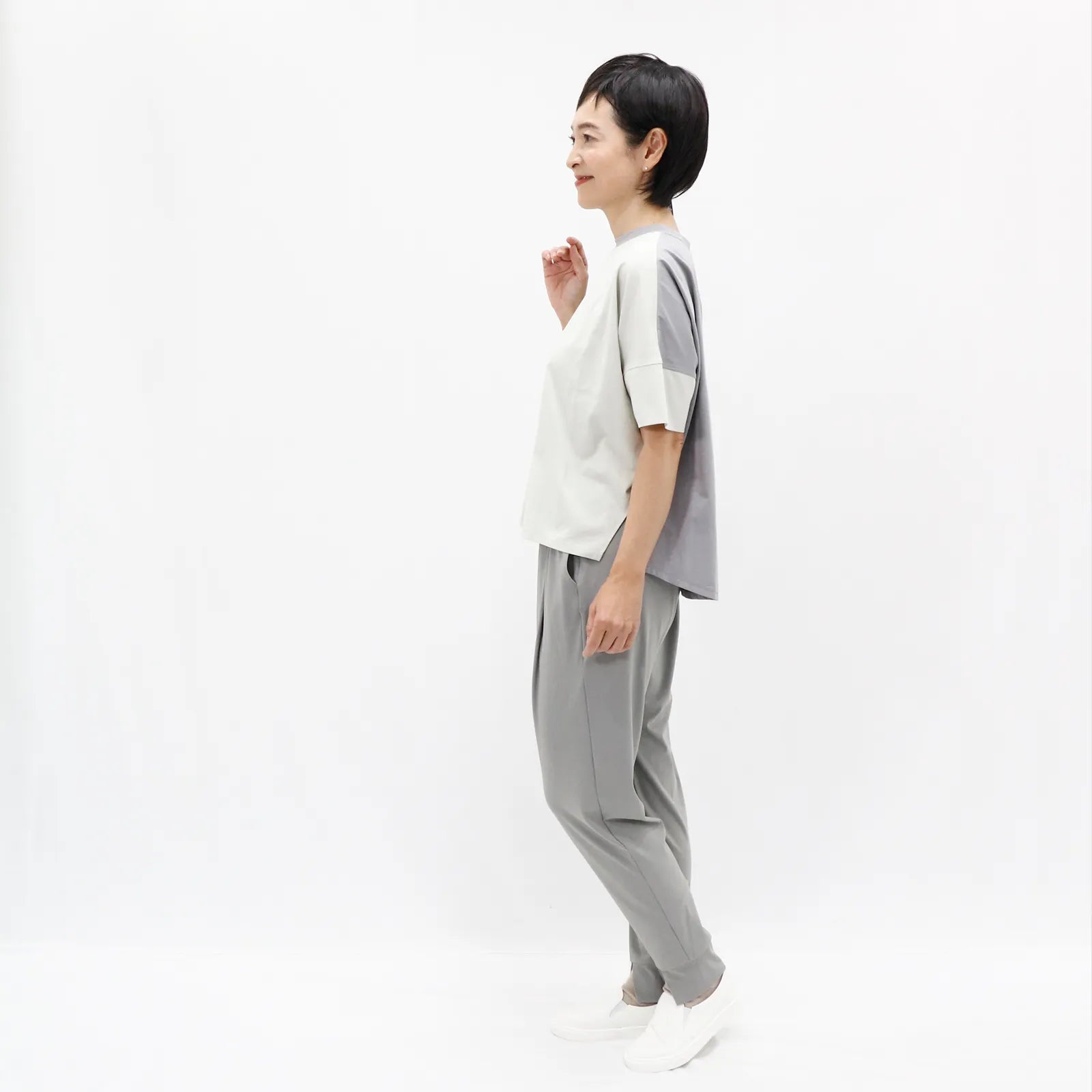 【UVカット機能・接触冷感】カラーブロッキングドルマンTシャツ