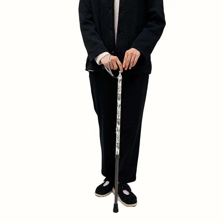 Scandinavian style floral print telescopic walking stick