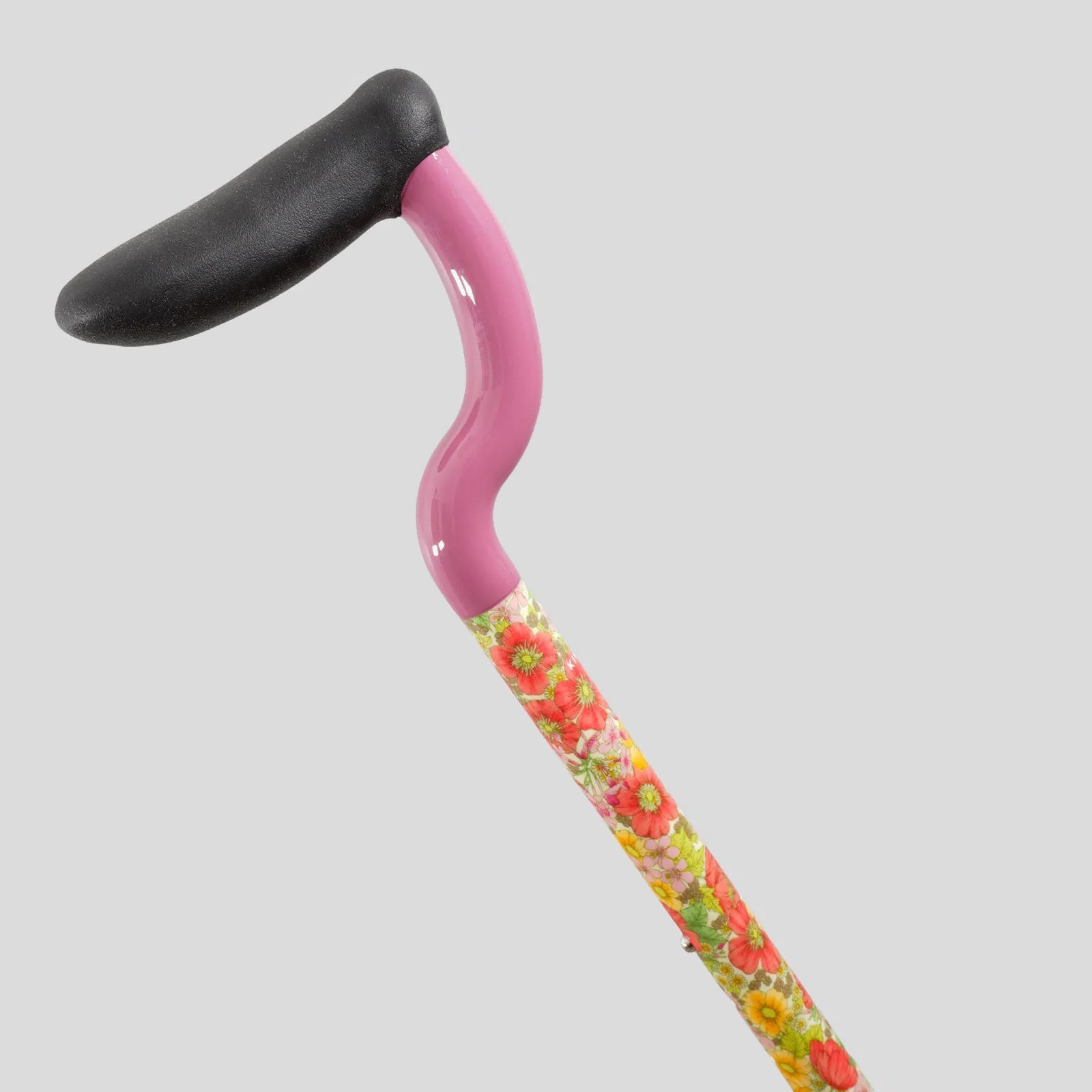 [自立式，可伸缩] 4 点扁平握把手杖，自由印花，GloriaFlowers