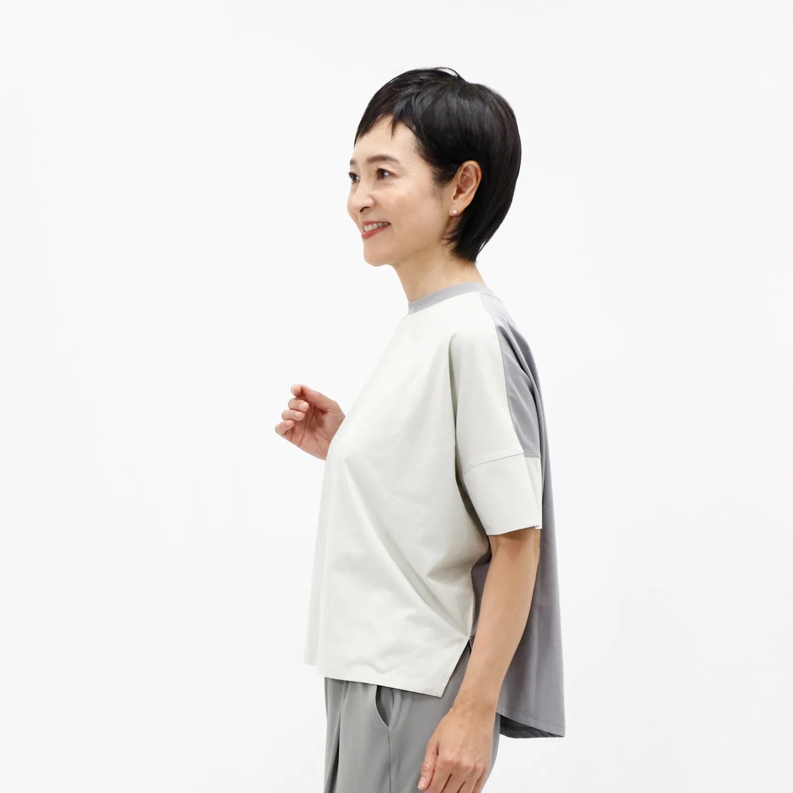 【UVカット機能・接触冷感】カラーブロッキングドルマンTシャツ