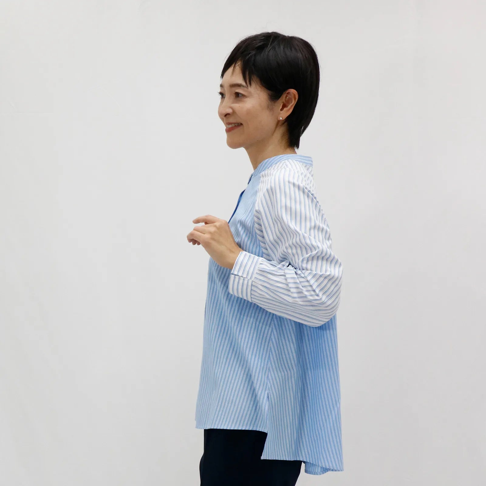 【リズム感のあるストライプが印象的】ブロッキングストライプシャツ