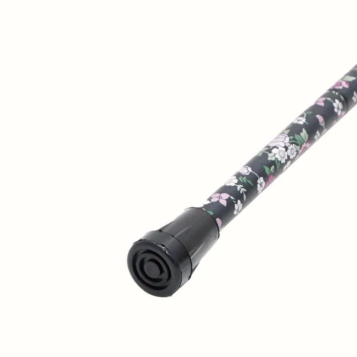 Easy-to-grip walking stick, extendable and foldable, floral pattern