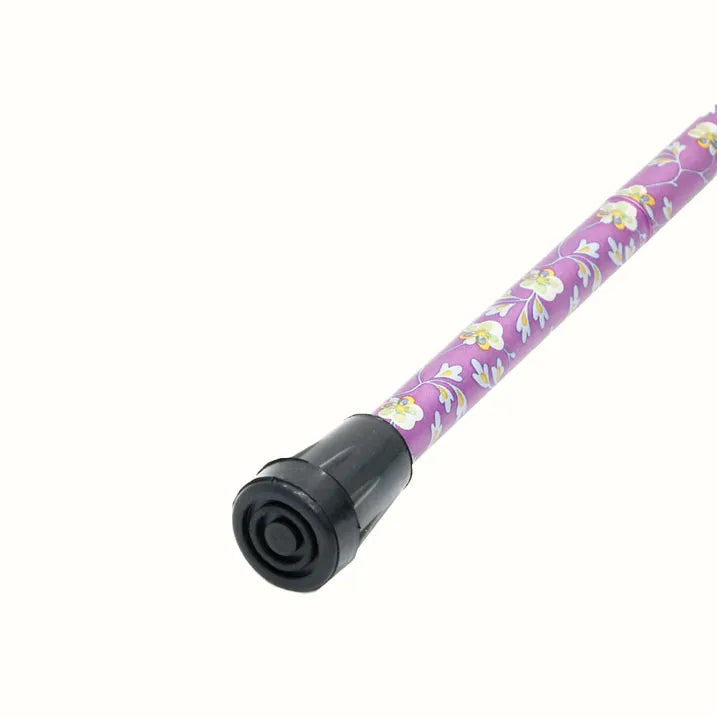 Easy-to-grip walking stick, extendable and foldable, floral pattern