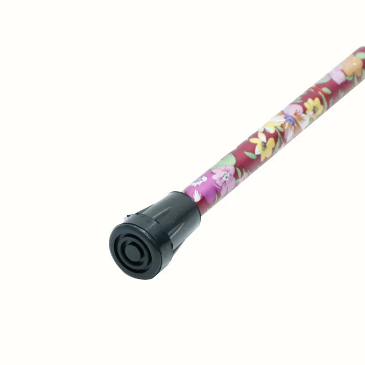 Easy-to-grip walking stick, extendable and foldable, floral pattern