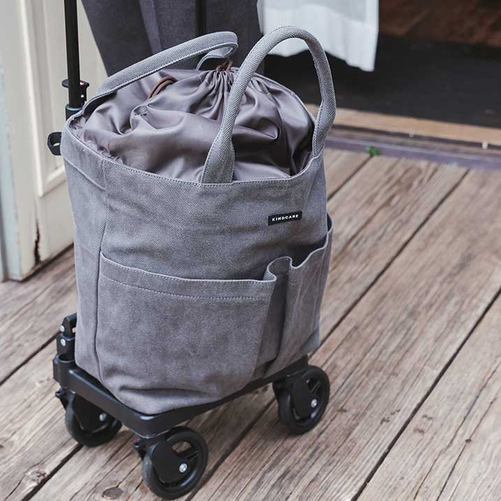 Utility Tote, Side Push Cart, Gray