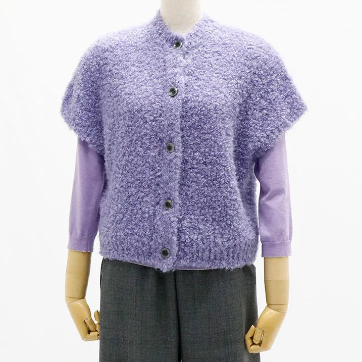 [Lightweight and gentle on the body] Knit boucle shoulder vest