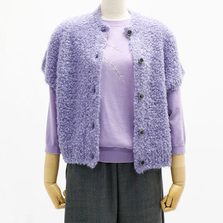[Lightweight and gentle on the body] Knit boucle shoulder vest