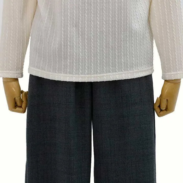 [Slimming effect ◎] Cable jacquard pullover