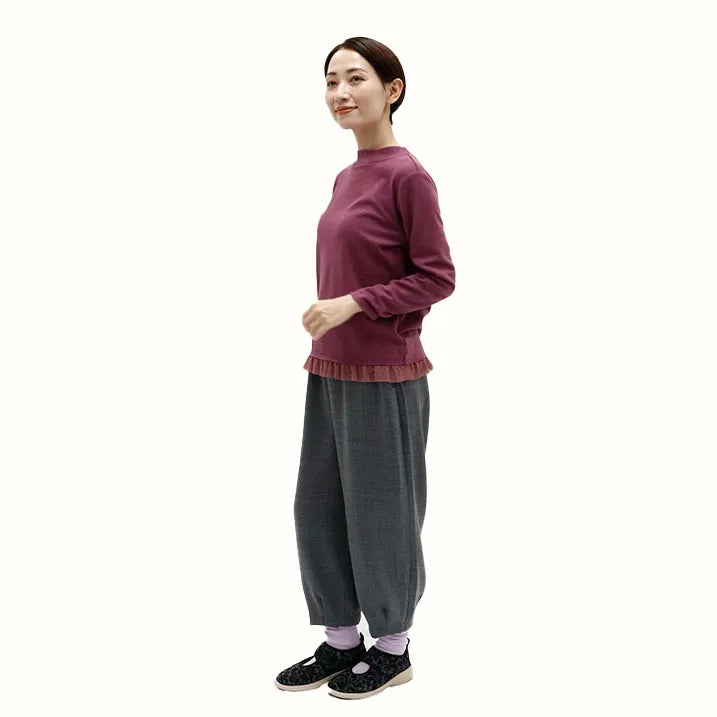 [Washable ◎ Soft and transparent tulle hem] Tulle hem pullover