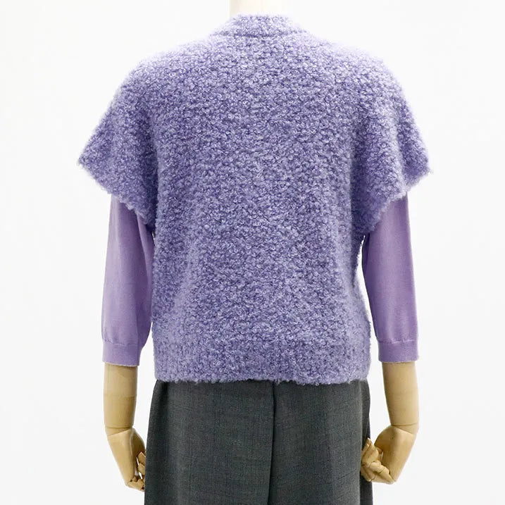 [Lightweight and gentle on the body] Knit boucle shoulder vest