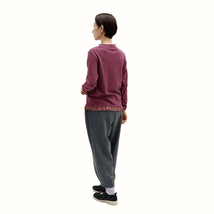 [Washable ◎ Soft and transparent tulle hem] Tulle hem pullover