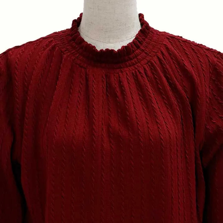[Slimming effect ◎] Cable jacquard pullover