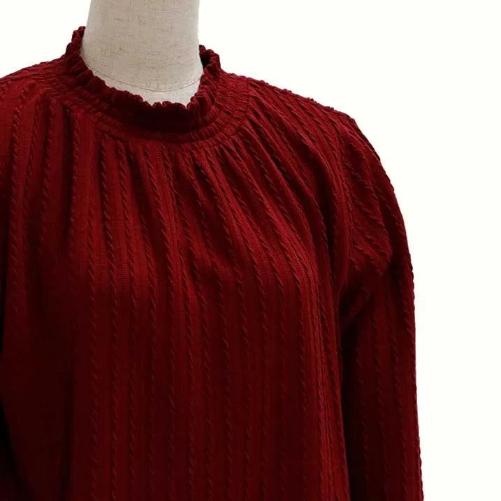 [Slimming effect ◎] Cable jacquard pullover