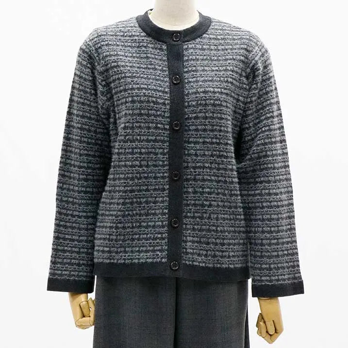 [Tweed-style knit with delicate glitter] Tweed knit jacket