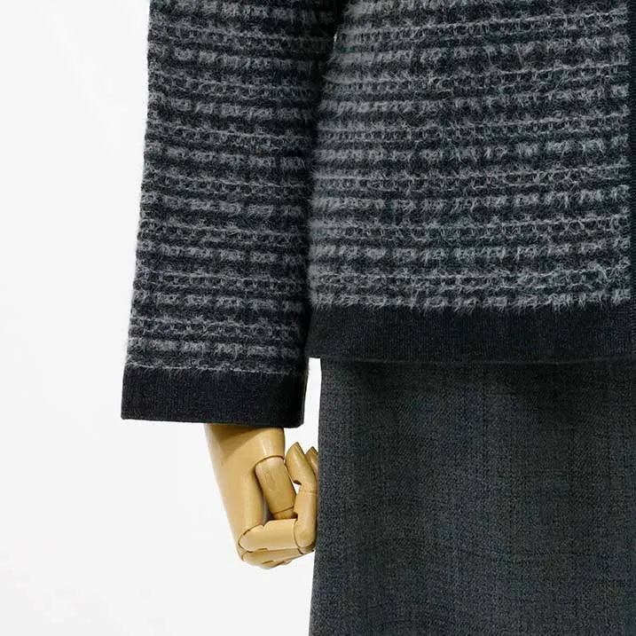 [Tweed-style knit with delicate glitter] Tweed knit jacket