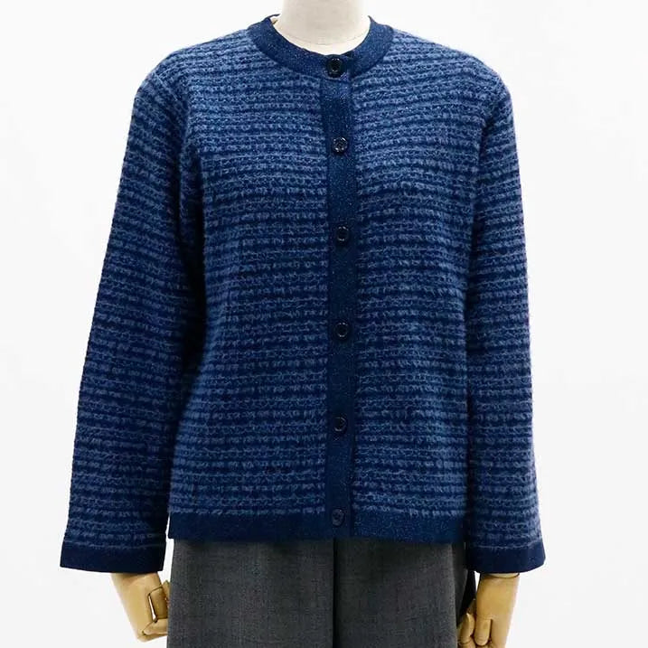 [Tweed-style knit with delicate glitter] Tweed knit jacket